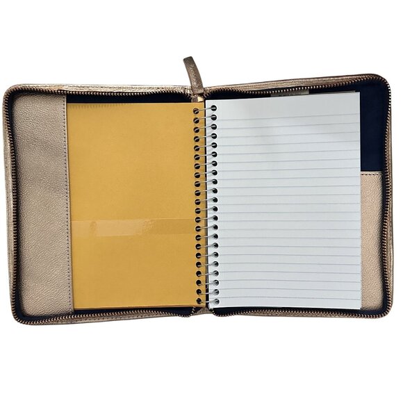 Anthropologie Leather Idiom Journal Cover Zipper Metallic Rose Gold Master Plan - Picture 4 of 5